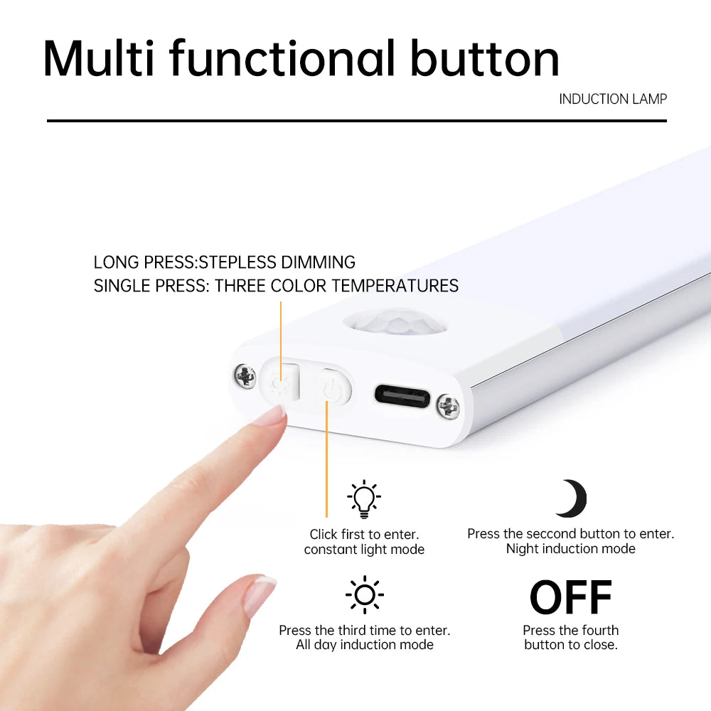 Motion Sensor LED Night Light – Wireless, USB Rechargeable, Under Cabinet & Wardrobe Lamp