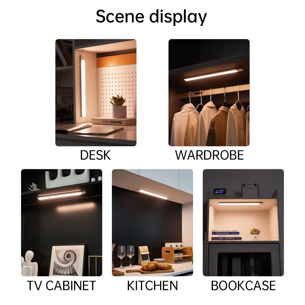 Motion Sensor LED Night Light – Wireless, USB Rechargeable, Under Cabinet & Wardrobe Lamp