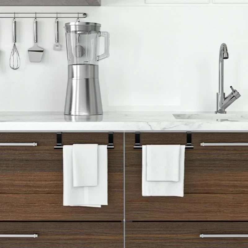 Towel Rod – Stainless Steel Over Cabinet Towel Rack, Punch-Free Door Hanging Storage Organizer for Kitchen & Bathroom
