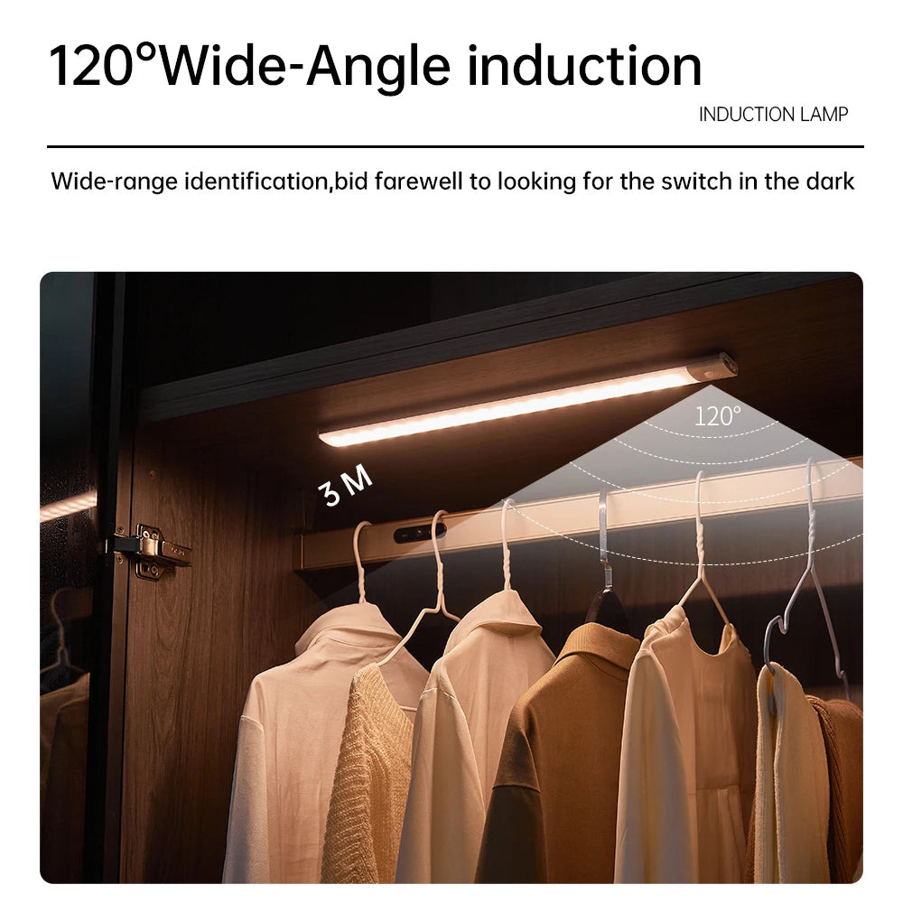 Motion Sensor LED Night Light – Wireless, USB Rechargeable, Under Cabinet & Wardrobe Lamp