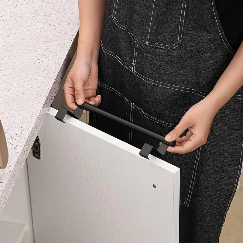 Towel Rod – Stainless Steel Over Cabinet Towel Rack, Punch-Free Door Hanging Storage Organizer for Kitchen & Bathroom